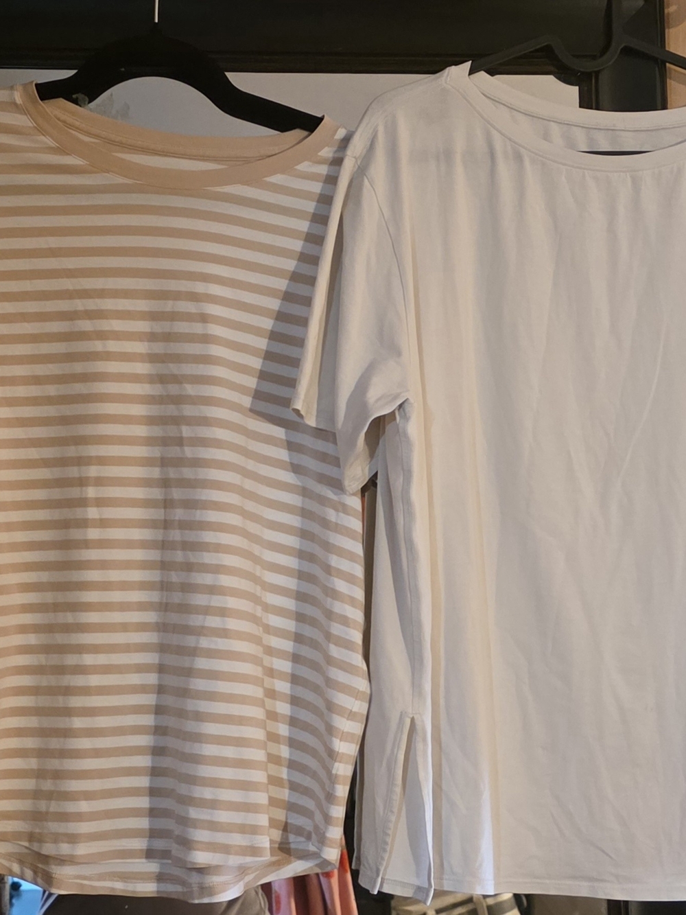 lululemon Bundle 2 Short Sleeve Tees - White & Beige Stripe Ec
